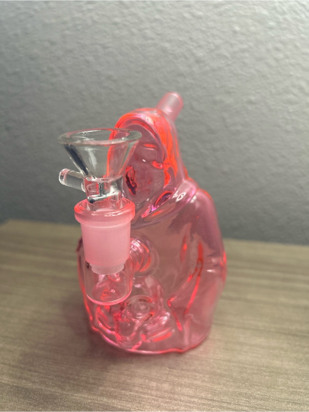 Bright pink  Hand made Glass Piece Grim Reaper Sculpture